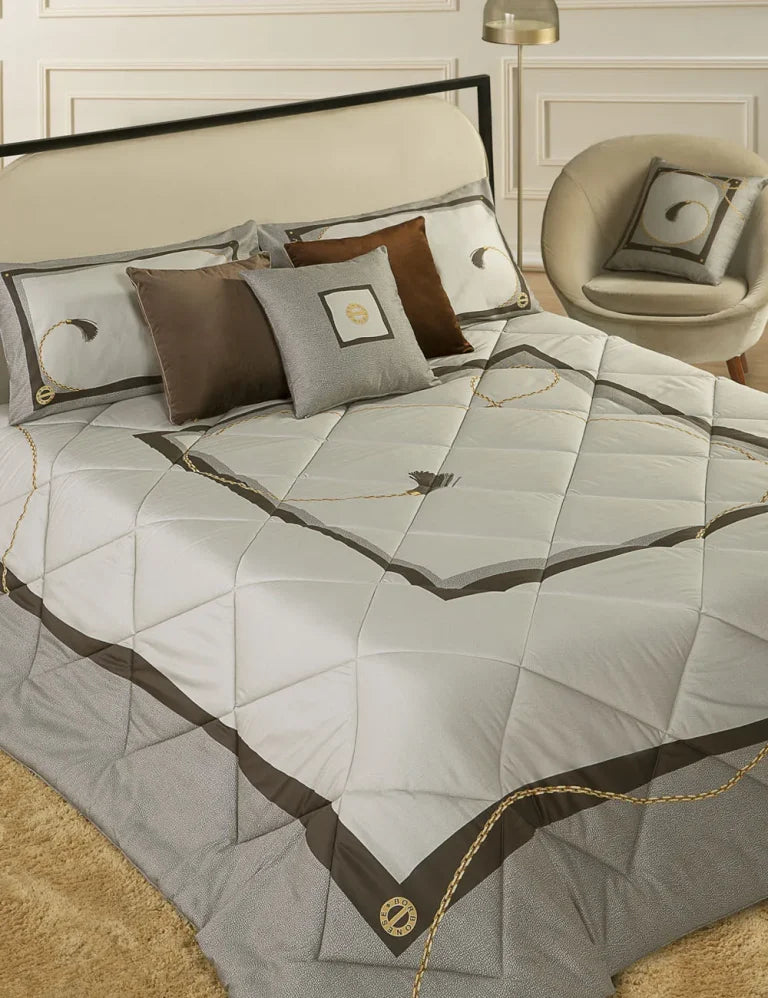 Trapunta Invernale Matrimoniale BORBONESE - Torino Nocciola e Ottanio