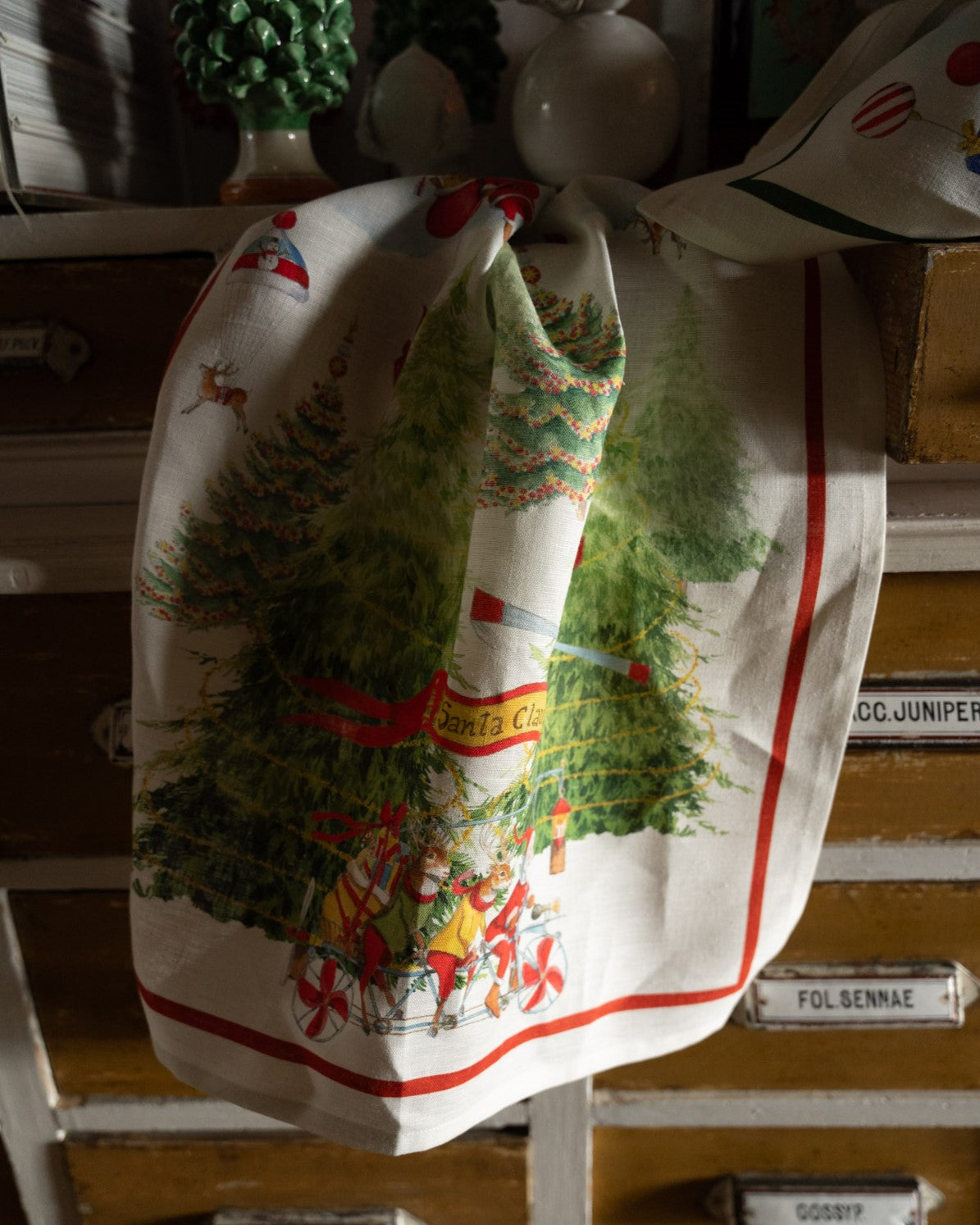 Strofinaccio in Puro Lino TESSITURA TOSCANA - Air Christmas Green