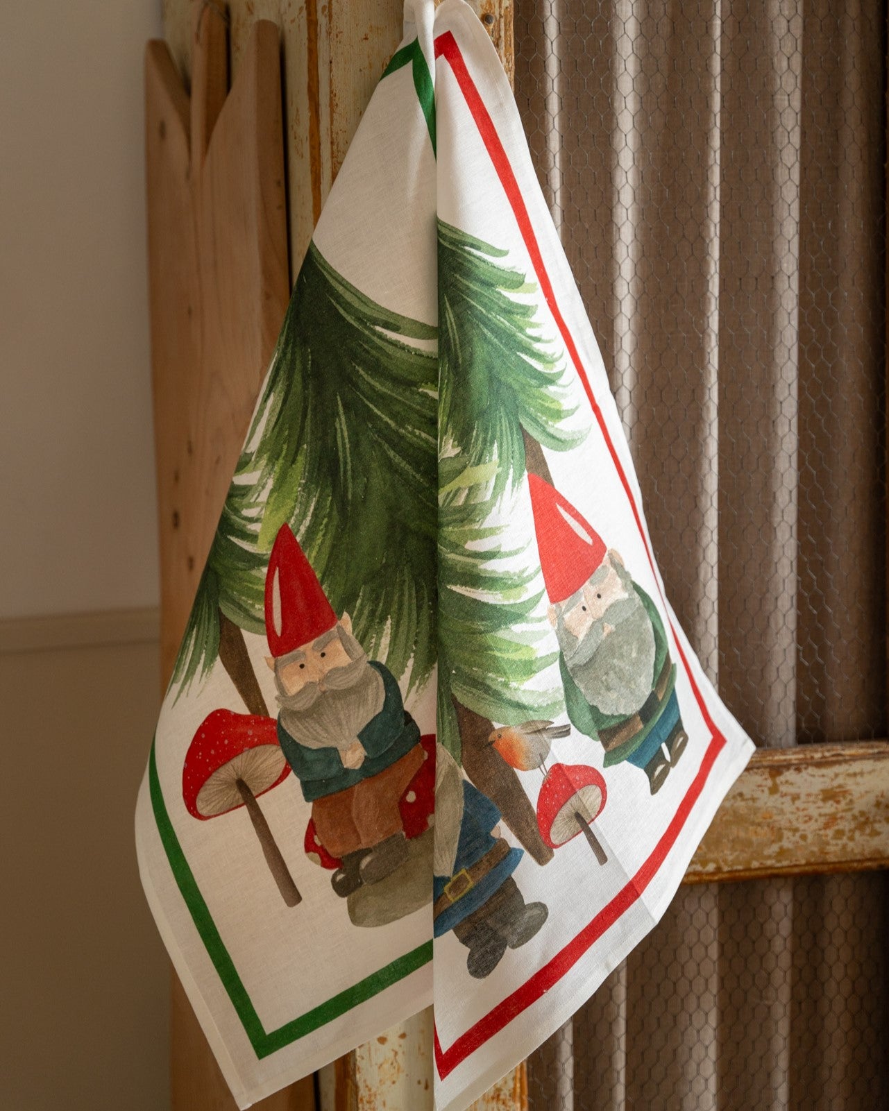 Strofinaccio in Puro Lino TESSITURA TOSCANA - Jolly Elf Red