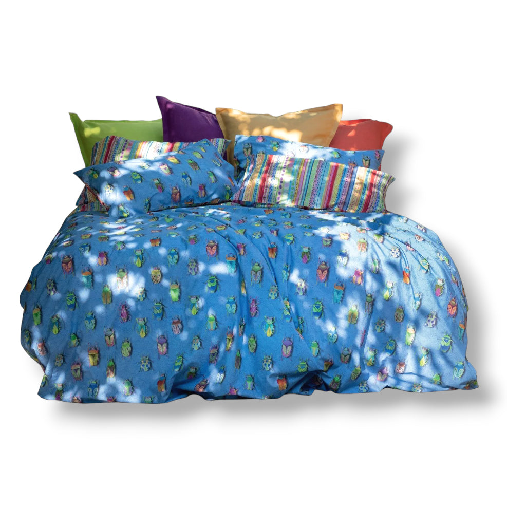 Cotton Percale Duvet Cover Set TESSITURA TOSCANA - Beetles