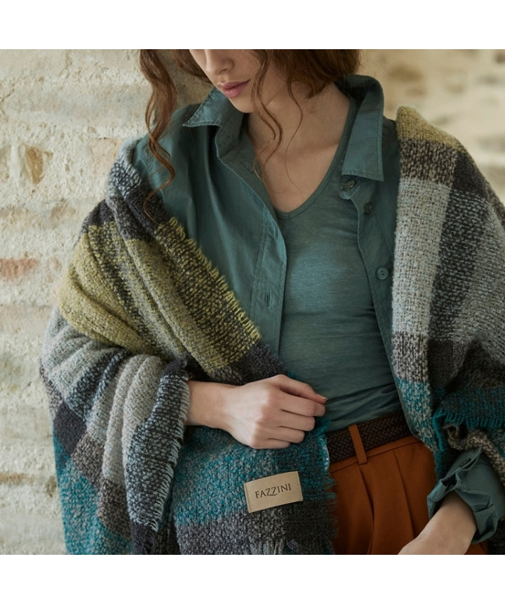 Coperta Plaid in Misto Lana FAZZINI - Bouclè