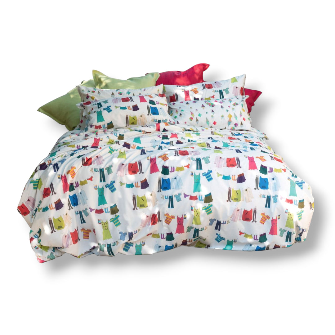 Cotton Percale Duvet Cover Set TESSITURA TOSCANA - Brezza