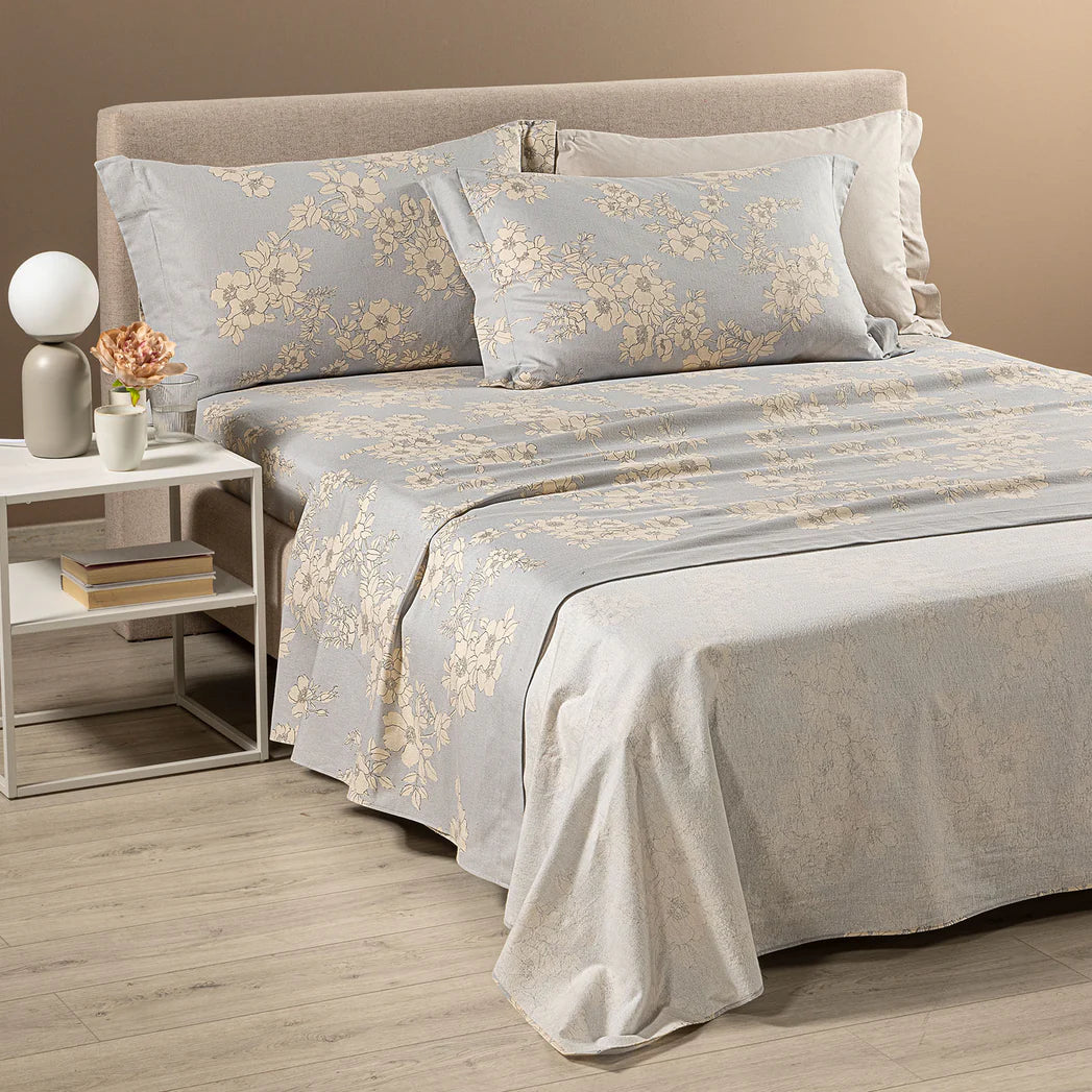 Completo Lenzuola Matrimoniale in Flanella CALEFFI - Serenity