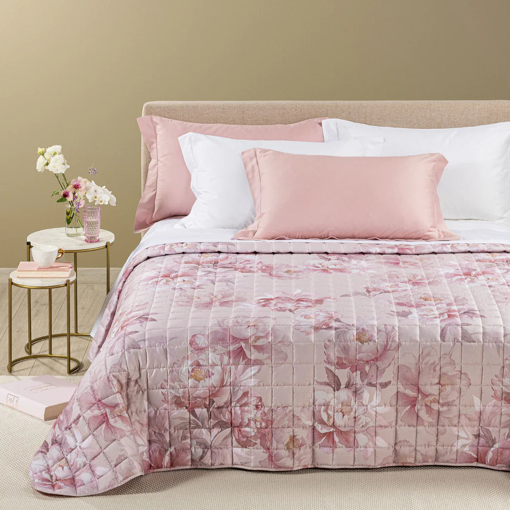 Copriletto Trapuntato matrimoniale in Raso CALEFFI Dreaming - Eloise Rosa