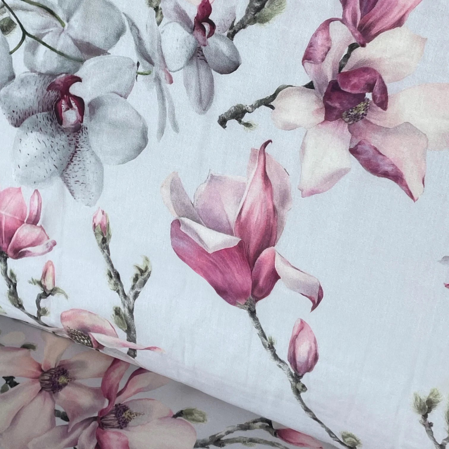 Completo Lenzuola Copriletto Matrimoniale MIRABELLO Emporium - Elegant Flower fondo Grigio