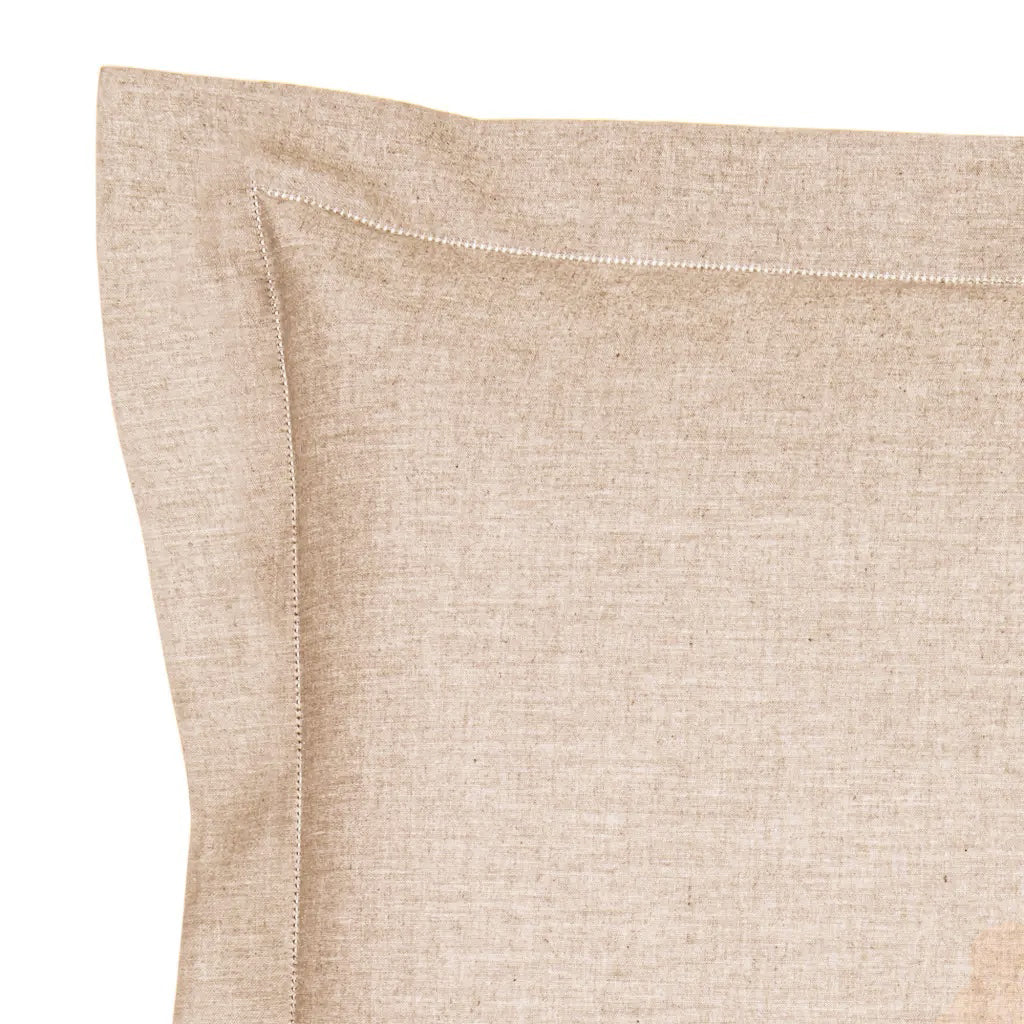 BOSSI Pair of Pillowcases with Three Shuttlecocks and Hemstitch - Melange 