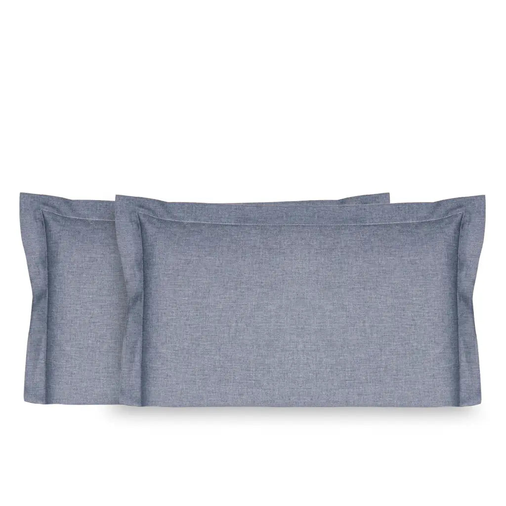 BOSSI Pair of Pillowcases with Three Shuttlecocks and Hemstitch - Melange 