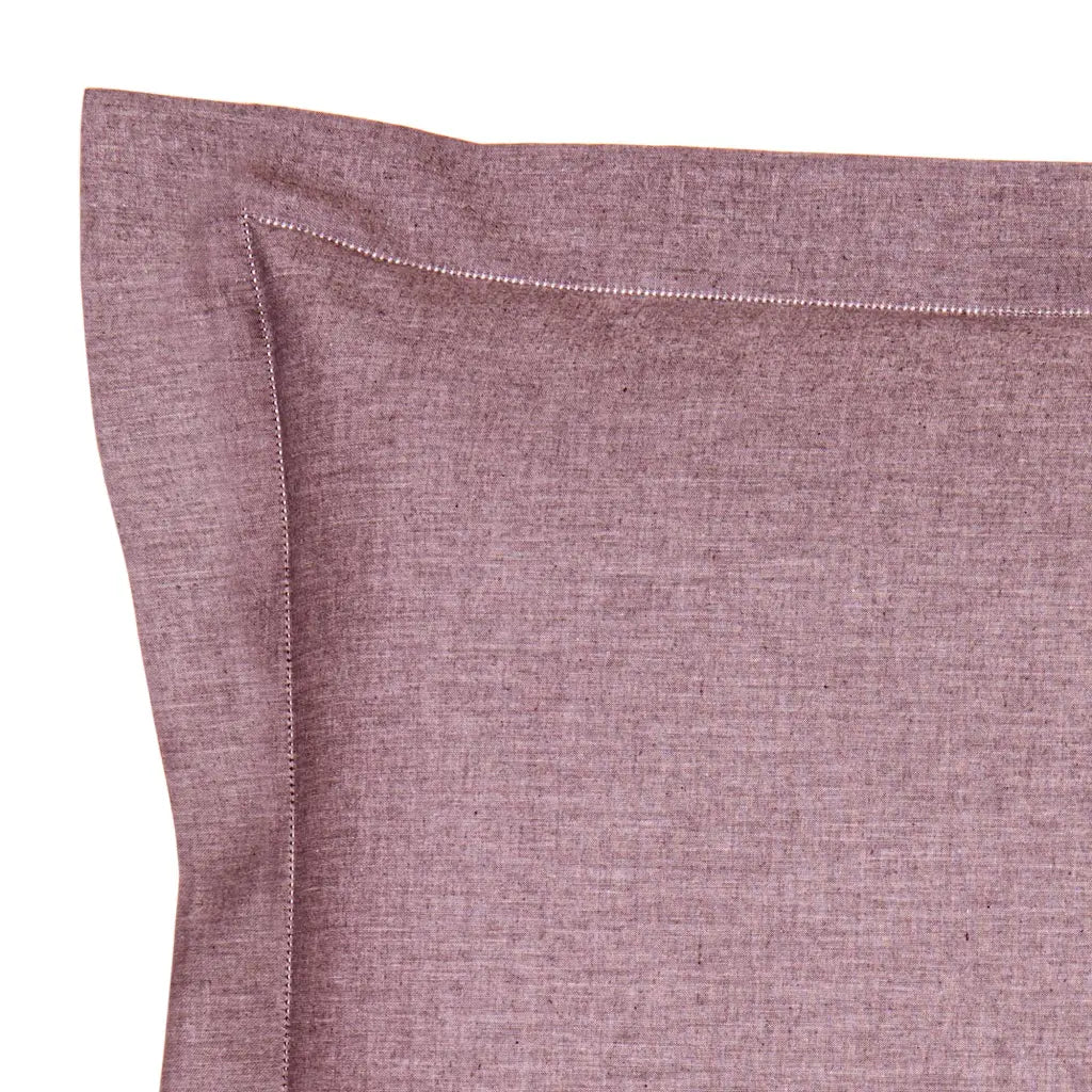 BOSSI Pair of Pillowcases with Three Shuttlecocks and Hemstitch - Melange 