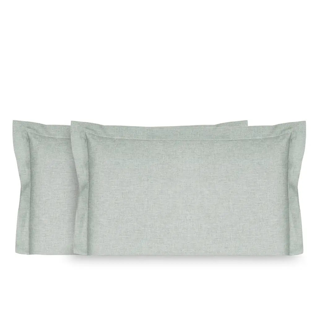 BOSSI Pair of Pillowcases with Three Shuttlecocks and Hemstitch - Melange 
