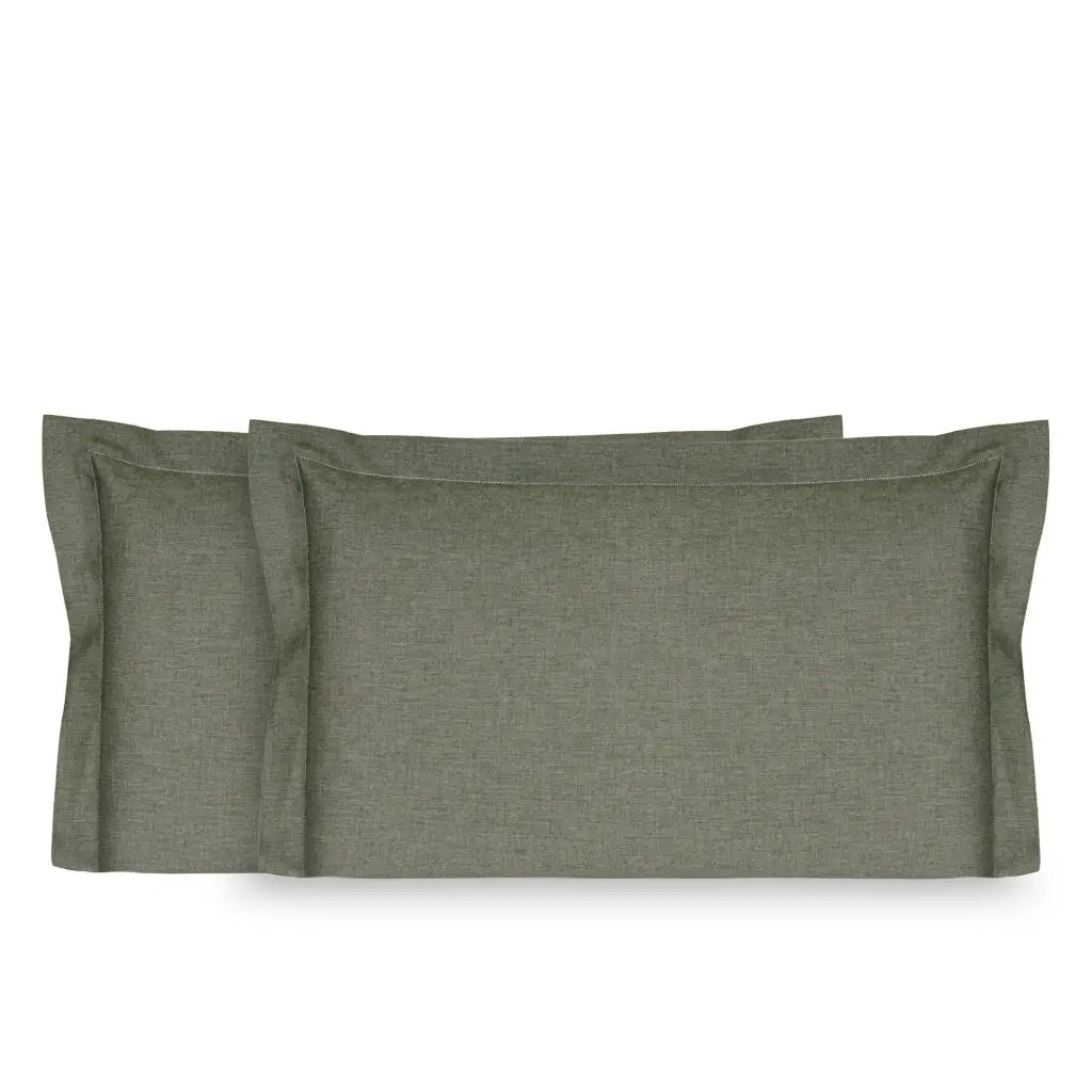 BOSSI Pair of Pillowcases with Three Shuttlecocks and Hemstitch - Melange 