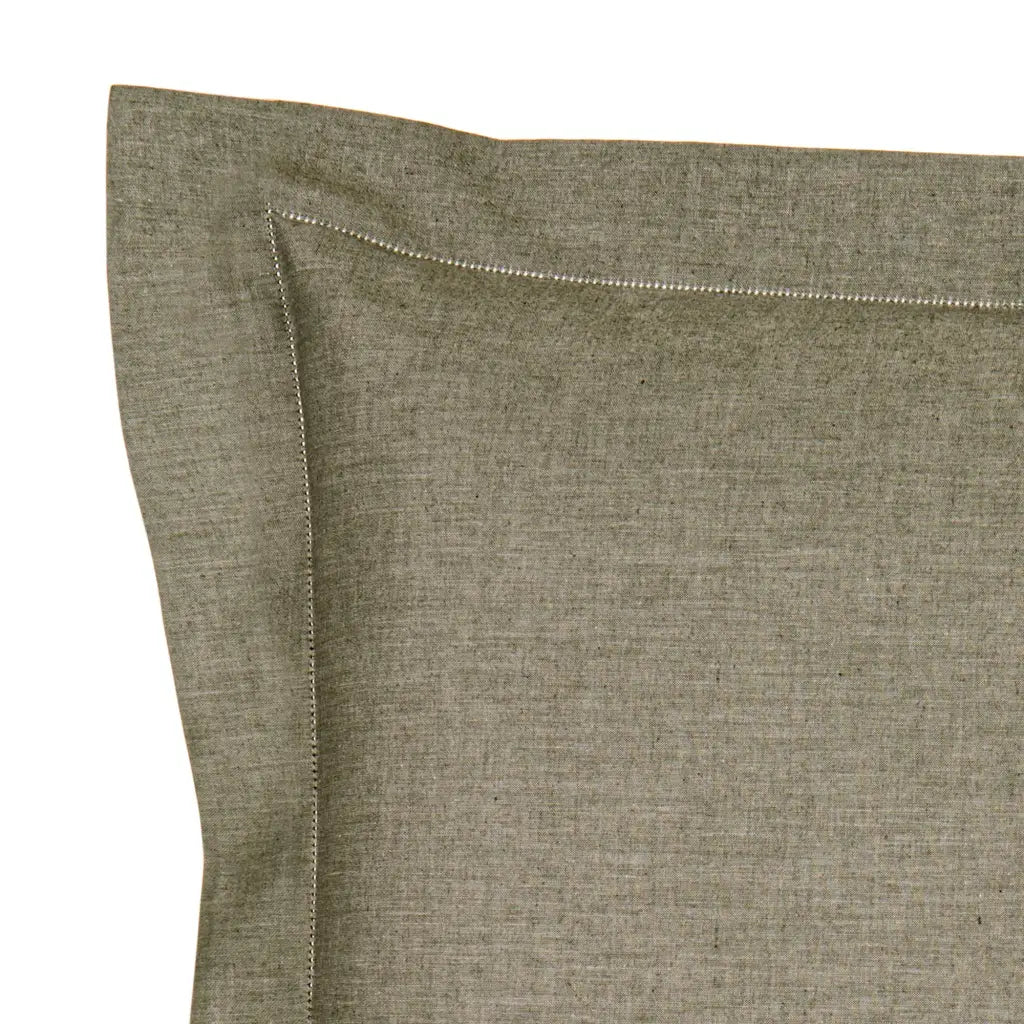 BOSSI Pair of Pillowcases with Three Shuttlecocks and Hemstitch - Melange 