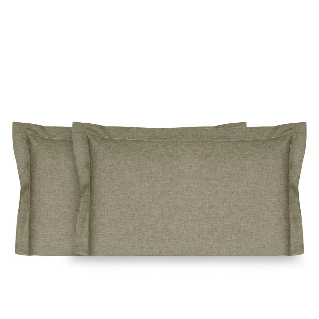 BOSSI Pair of Pillowcases with Three Shuttlecocks and Hemstitch - Melange 