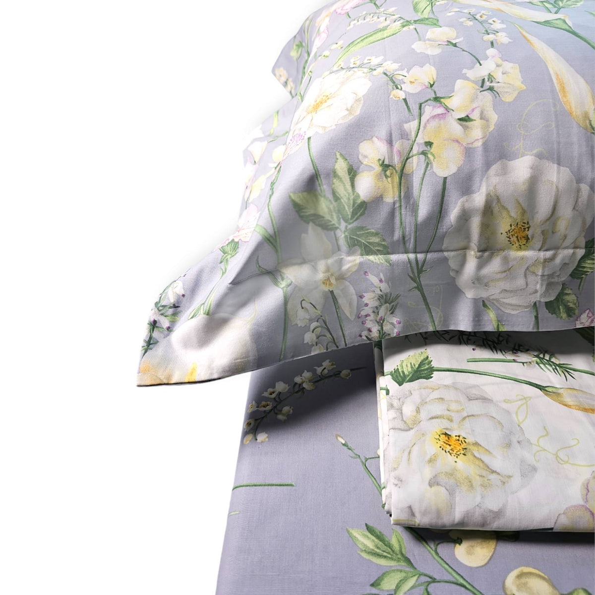 Completo Lenzuola MIRABELLO Emporium - Fiori d'Inverno Grigio