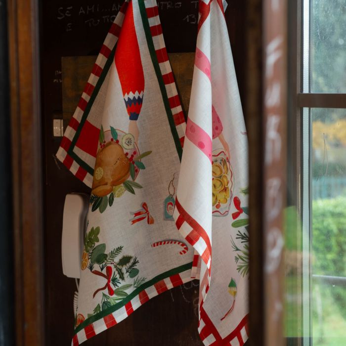 Canovaccio in Misto Lino TESSITURA TOSCANA - Hand on Xmas Tacchino
