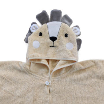 Accappatoio Poncho in Spugna di Cotone con Cappuccio a forma di Animaletto - Jimmy