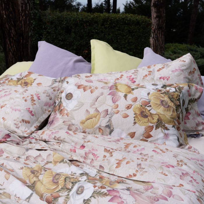 Completo Lenzuola Matrimoniale In Raso TESSITURA TOSCANA - Opium Fiore Grande