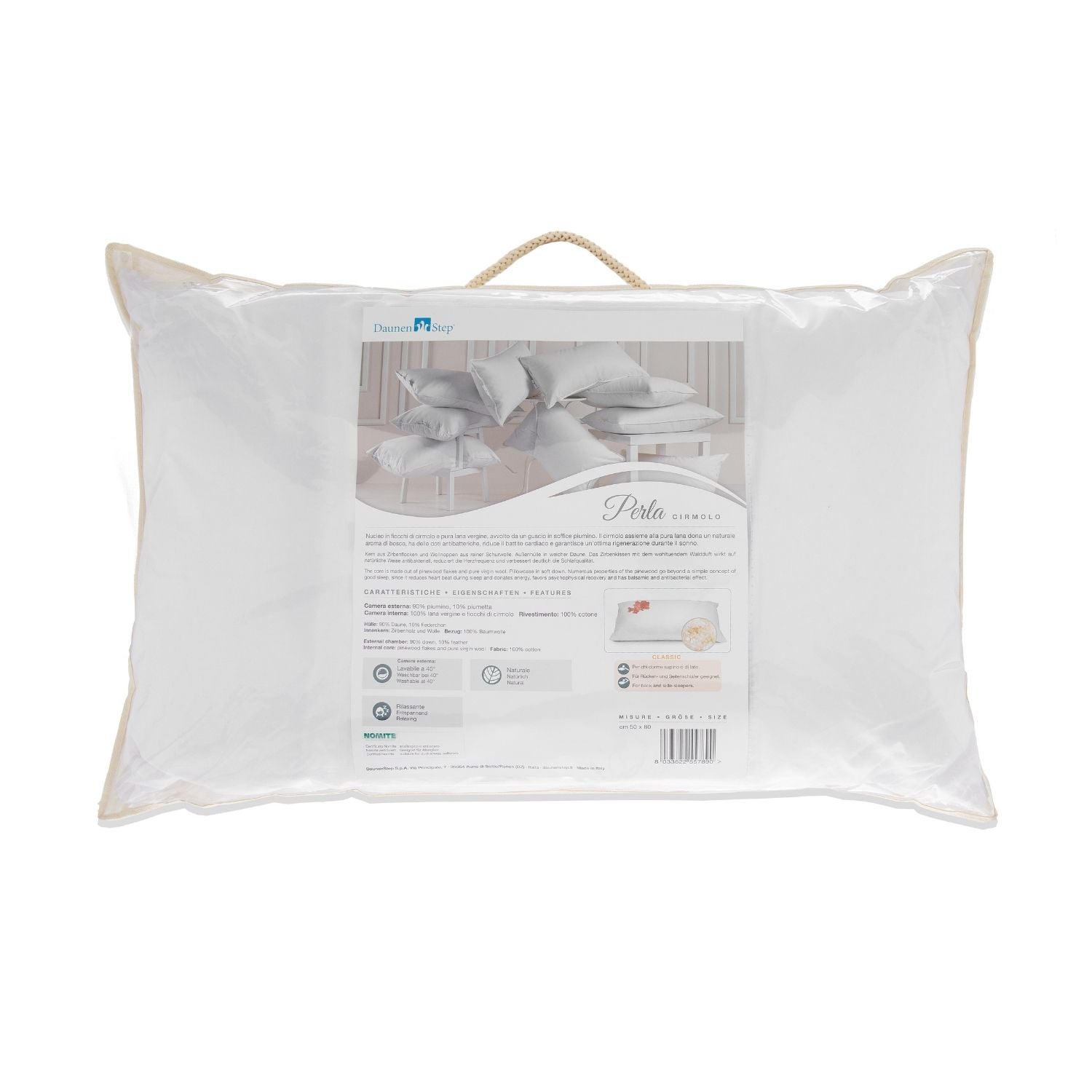 DAUNENSTEP Feather and Wool Pillow - Pearl Pine 
