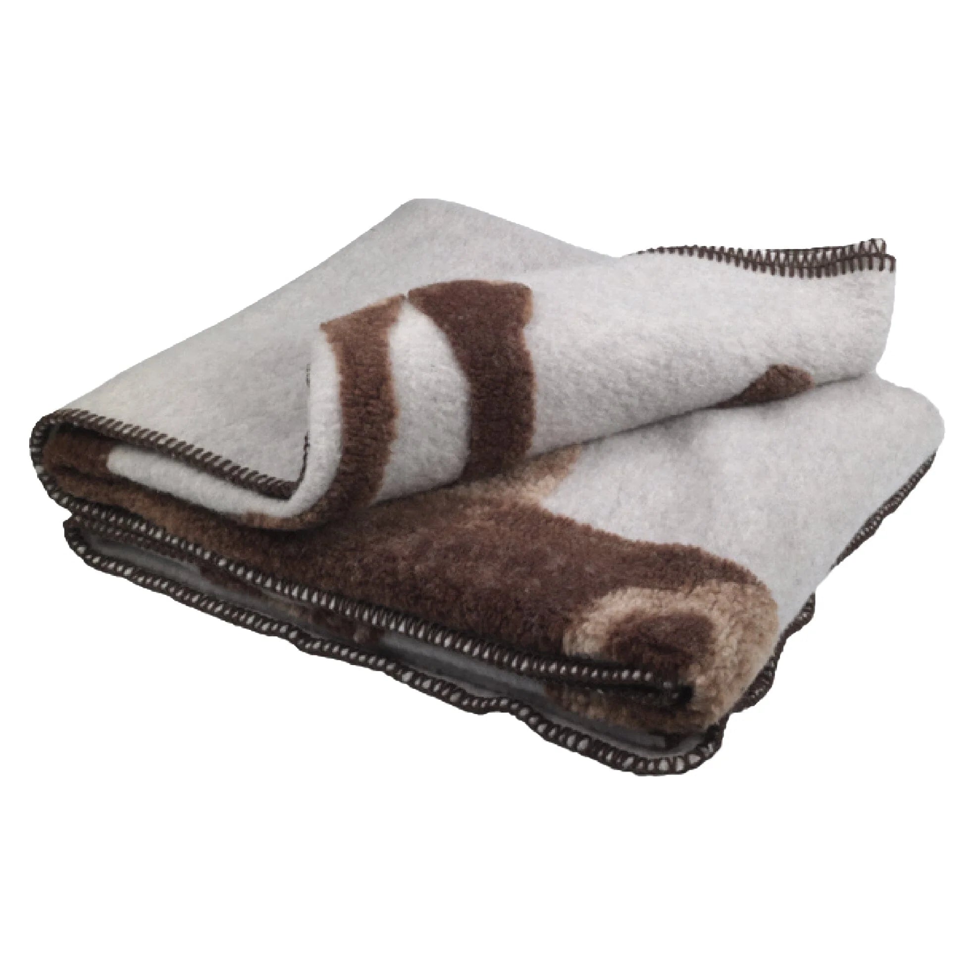 Plaid Blanket in Boiled Wool LANA ITALIA - Deer