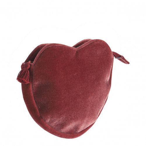 Pochette a forma di cuore con Cerniera MATHILDE M. - Velluto Rosa