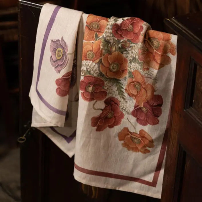 Pure linen tea towel TESSITURA TUSCANA - Poppy