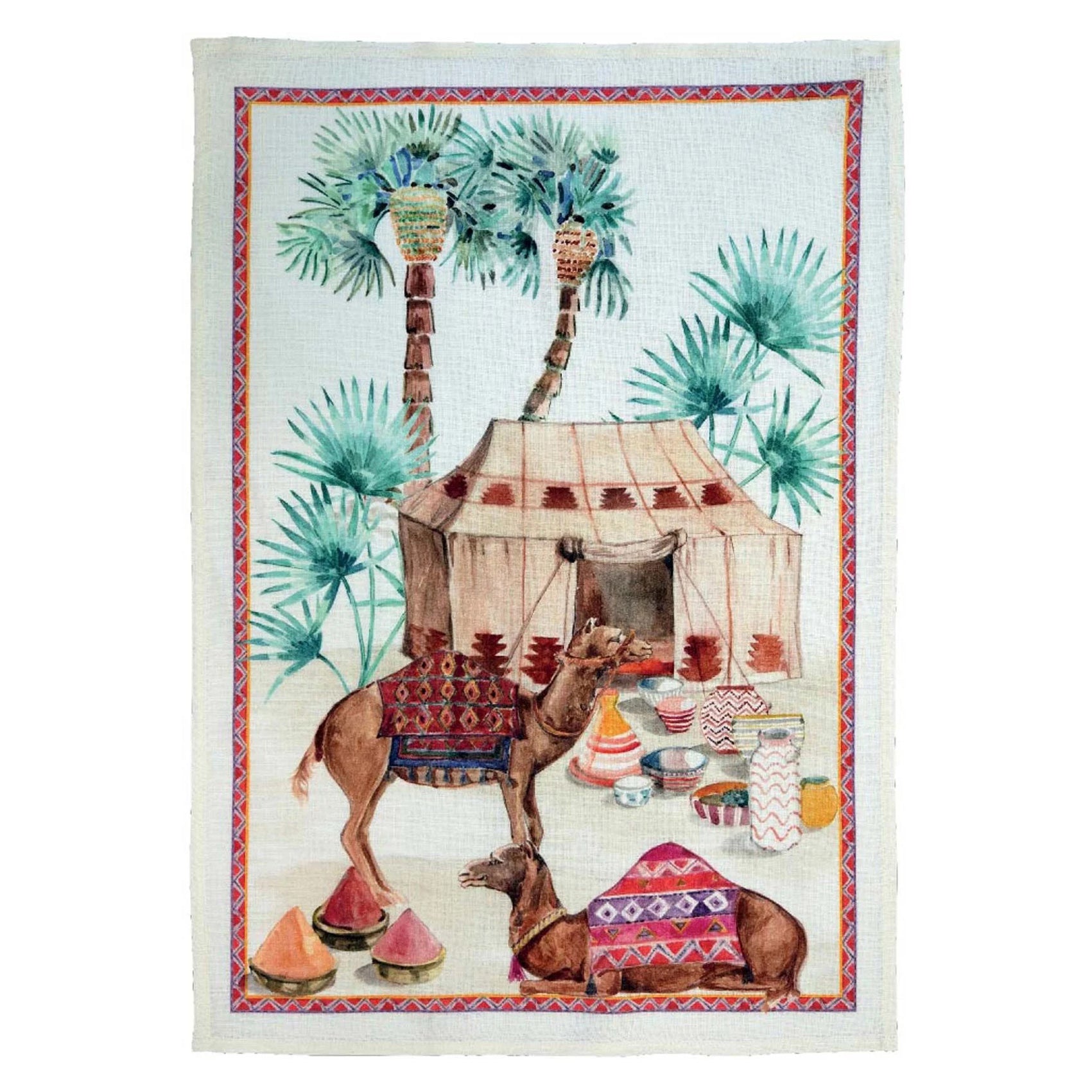 Pure Linen Tea Towel TESSITURA TOSCANA - Red Souk