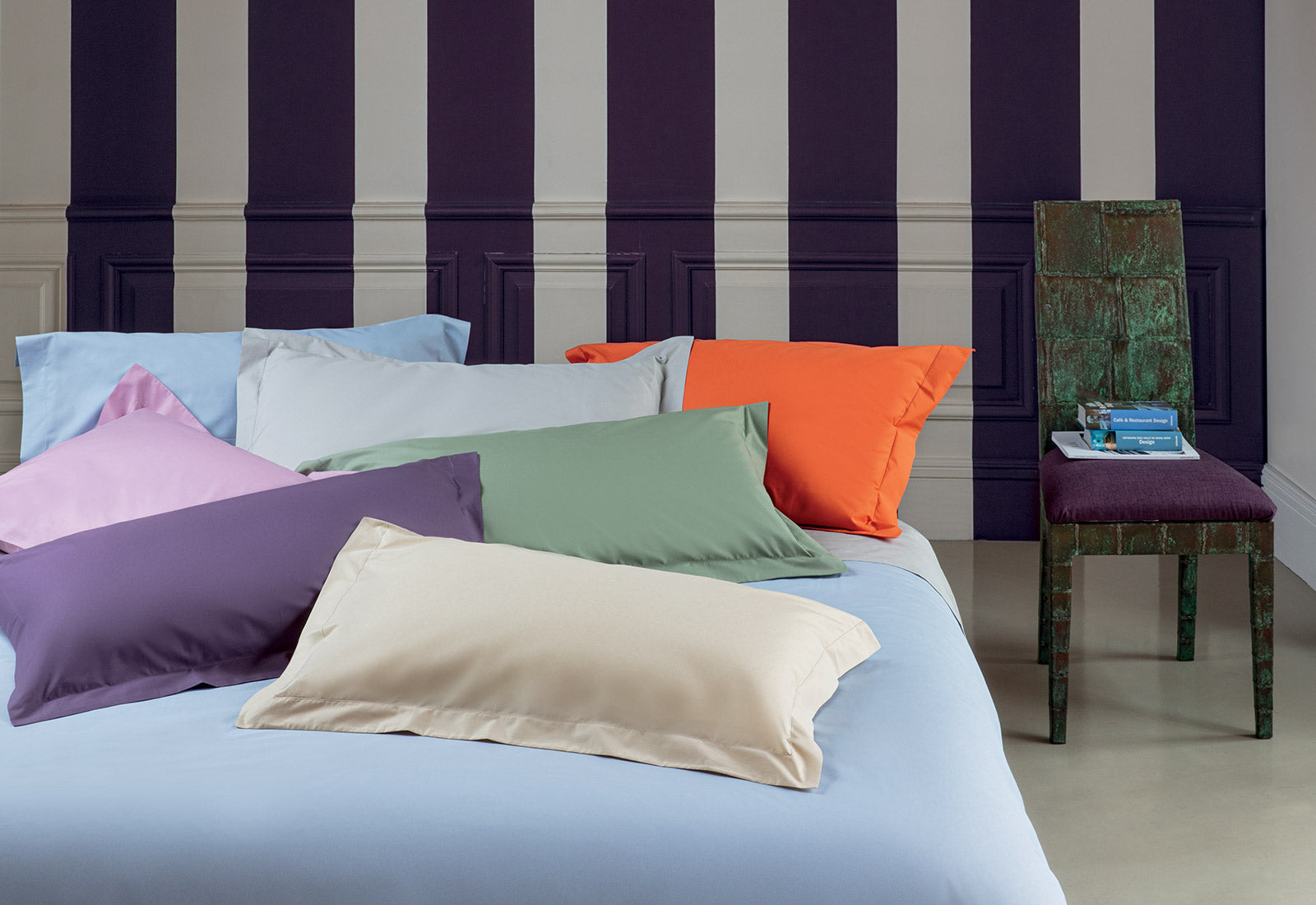 BOSSI Pair of Pillowcases with Three Shuttlecocks and Hemstitch - Bossicolor