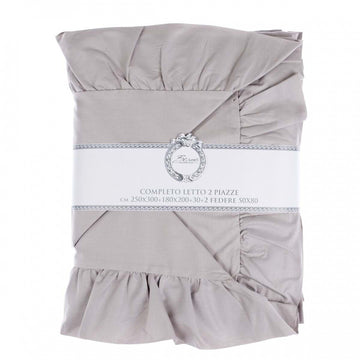 BLANC MARICLO' Cotton Sheet Set with Ruffles - Iris