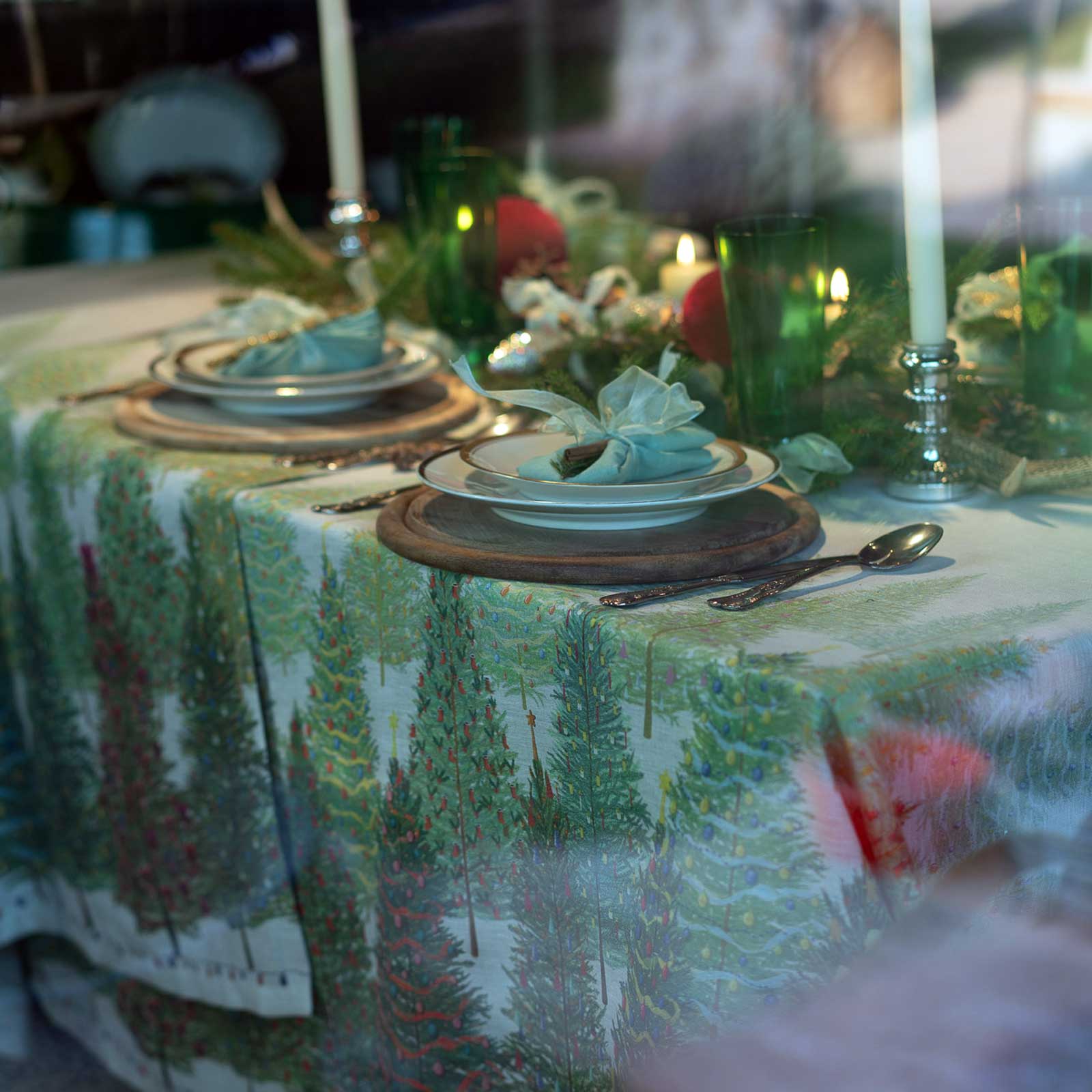 Pure Linen Tablecloth TUSCAN WEAVING - Fairy Trees 