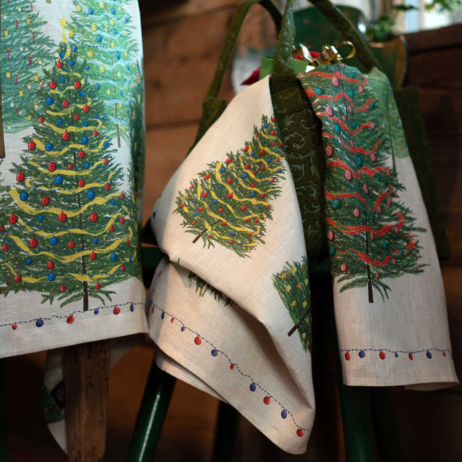 Pure Linen Tablecloth TUSCAN WEAVING - Fairy Trees 