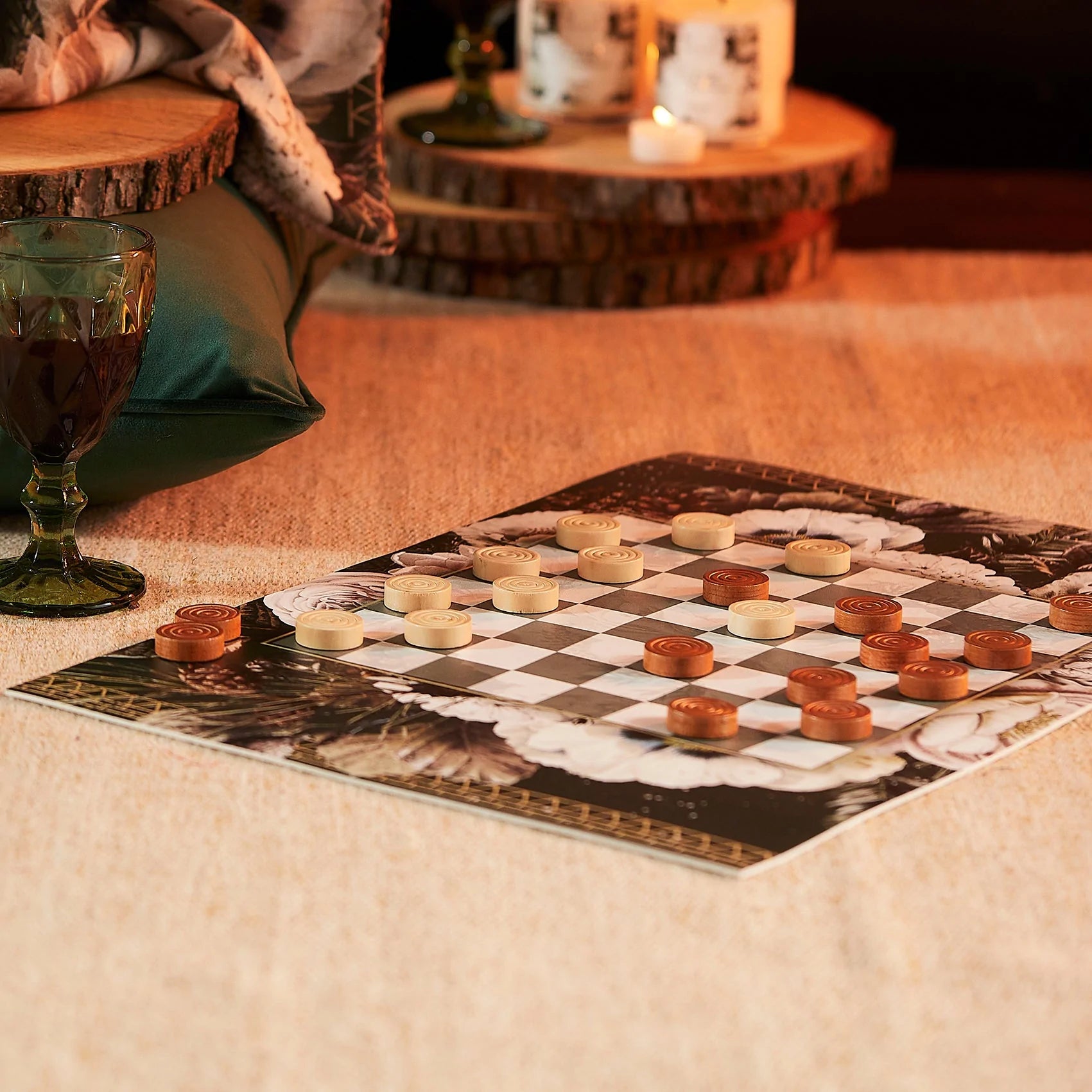 American Placemat Set with Checkers game MAISON SUCREE - Winter Wonderland