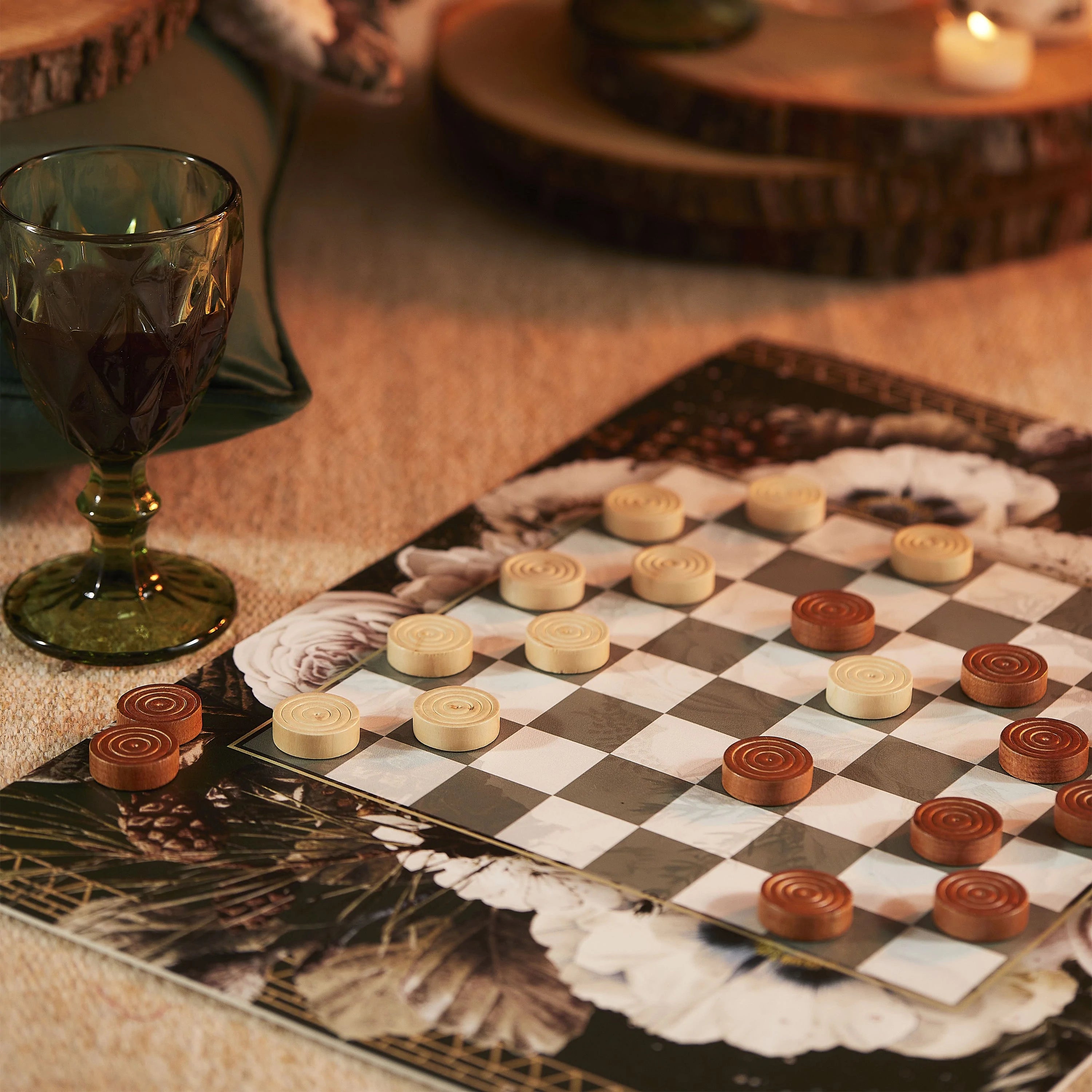 American Placemat Set with Checkers game MAISON SUCREE - Winter Wonderland