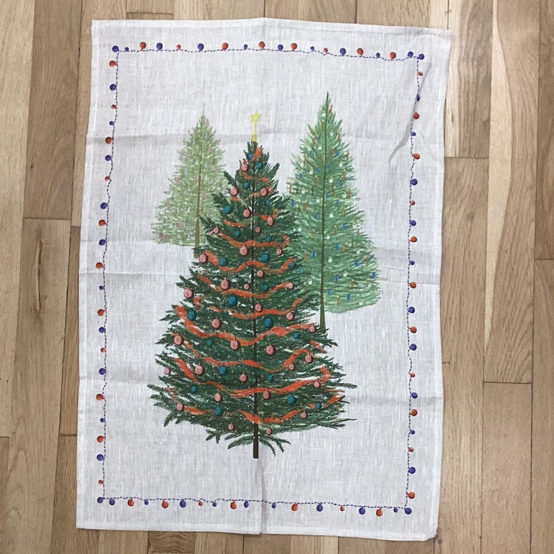 Pure Linen Tea Towel TESSITURA TOSCANA - Fairy Trees 
