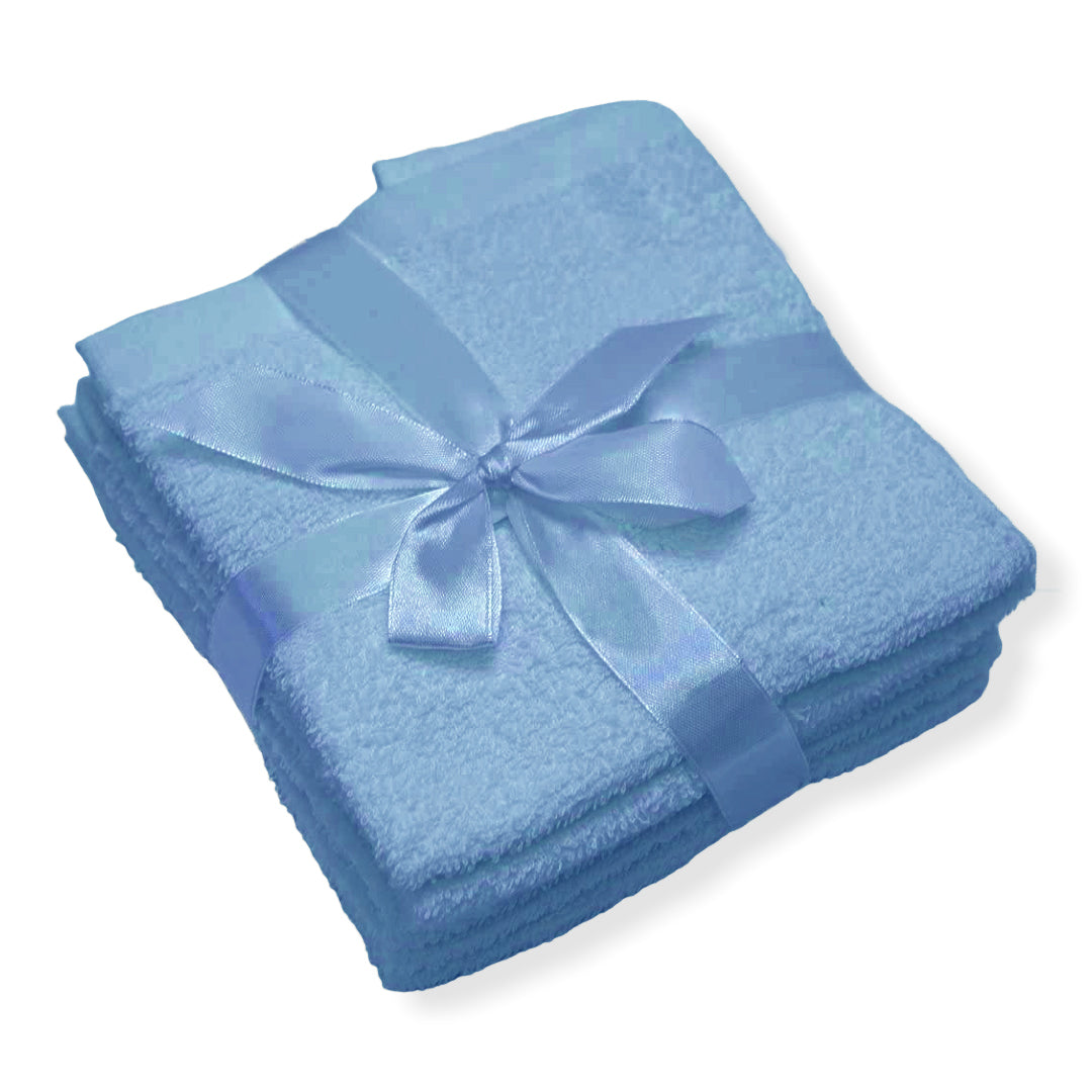 Set of 6 pure cotton sponge washcloths - plain colour