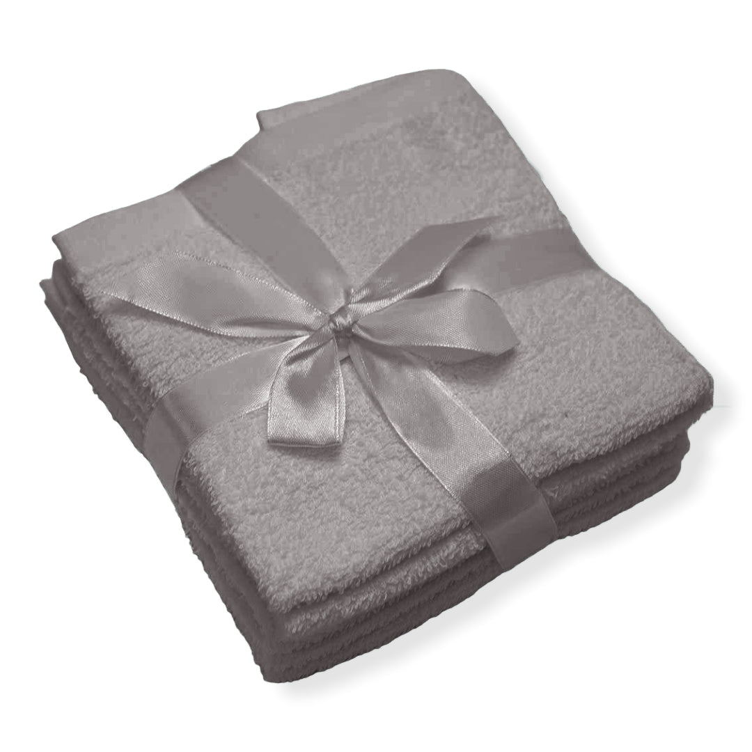 Set of 6 pure cotton sponge washcloths - plain colour