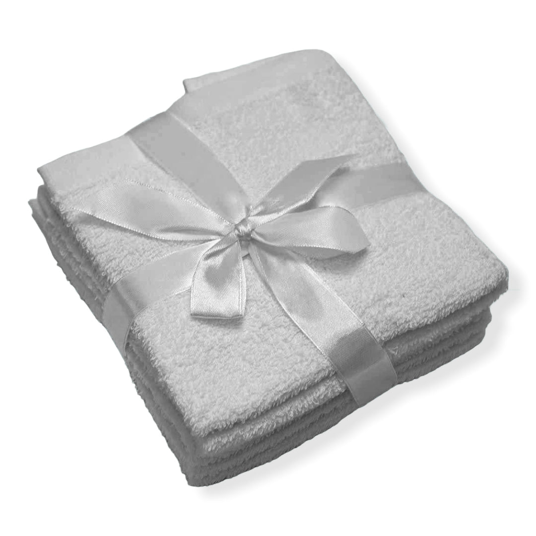 Set of 6 pure cotton sponge washcloths - plain colour