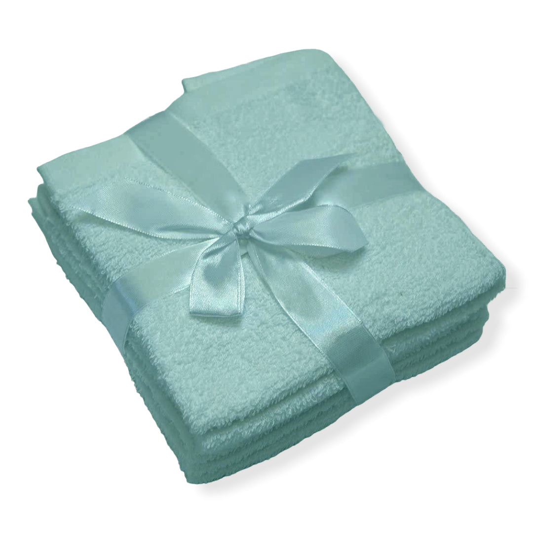 Set of 6 pure cotton sponge washcloths - plain colour