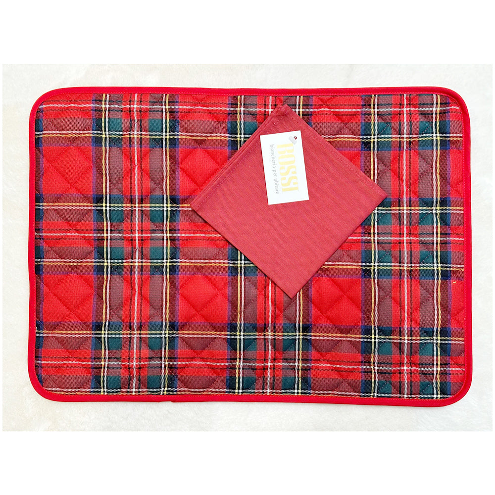 BOSSI Quilted Breakfast Set with Napkin - Tartan